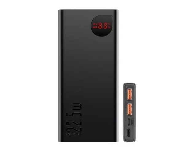 Acumulator extern Baseus Adaman Metal, 10000 mAh, 22.5W, MicroUSB, USB, USB-C (Negru)