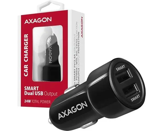 Incarcator auto AXAGON Pwc-5v5, 24 Wati, 2 x USB-A (Negru)