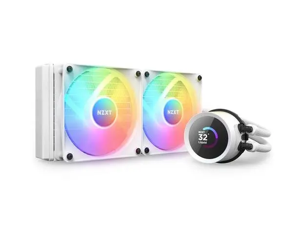 Cooler CPU NZXT Kraken 240 RGB, pompa cu ecran LCD, controller ARGB, alb