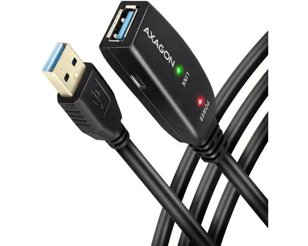 Cablu AXAGON ADR-305, USB 3.0, prelungitor 5m, activ, USB-A tata, USB-A mama (Negru)