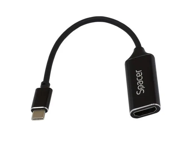 Adaptor Spacer SP-CM-HDMIF-01, USB 3.1 Type-C tata la HDMI mama, 15cm, rezolutie maxima 4K UHD 3840 x 2160 la 30 Hz, Negru