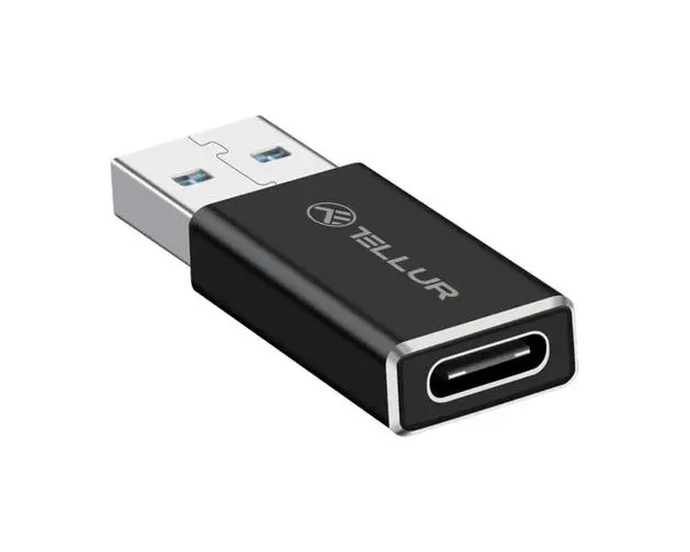 Adaptor Tellur USB-A tata la USB-C mama, aluminiu