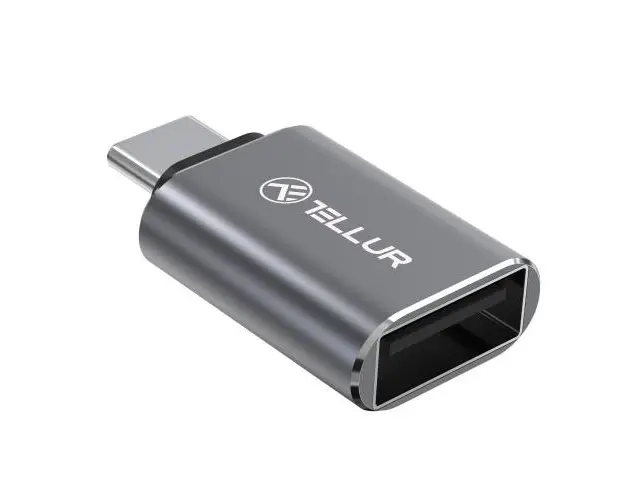 Adaptor Tellur USB-C tata la USB-A mama, 10Gbps, 3A, aluminiu