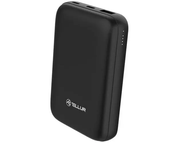Acumulator Extern Tellur Compact Pro WPD101, 10000mAh, Wireless, QC 3.0 22.5W, PD20W, Qi 15W, MagSafe (Negru)