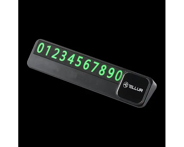 Suport numar telefon Tellur Basic pentru parcare temporara, plastic (Negru)