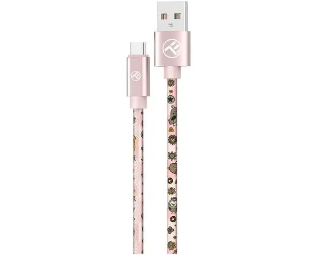 Cablu de date Tellur Graffiti, USB, Type-C, 3A, 1m (Roz)