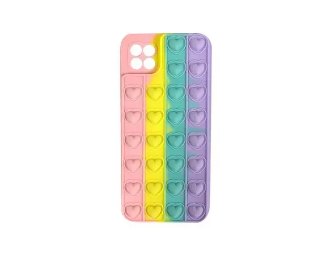 Husa Lemontti Heart Pop it compatibila cu Samsung Galaxy A22 4G, Multicolor