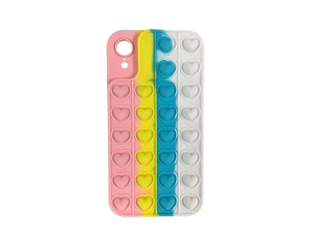 Husa Lemontti Heart Pop it compatibila cu iPhone XR, Multicolor
