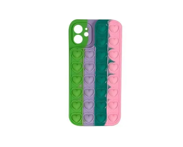 Husa Lemontti Heart Pop it compatibila cu iPhone 11, Multicolor