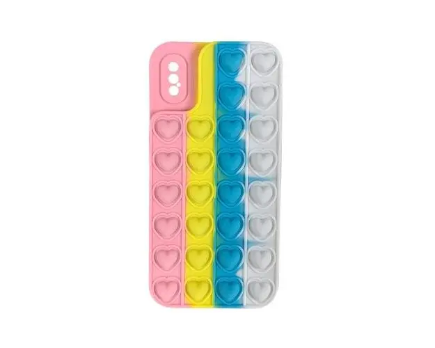Husa Lemontti Heart Pop it compatibila cu iPhone X / XS, Multicolor