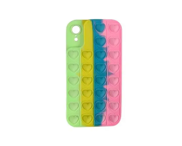 Husa Lemontti Heart Pop it compatibila cu iPhone XR, Multicolor