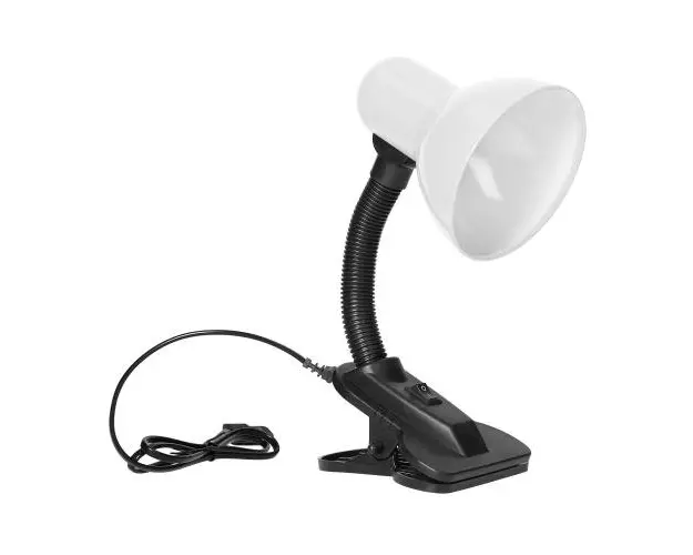 Lampa de birou VIRONE LATSA DL-3/W, E27, 40 W, IP20, brat flexibil cu clema, cablu 1 m, Negru/Alb