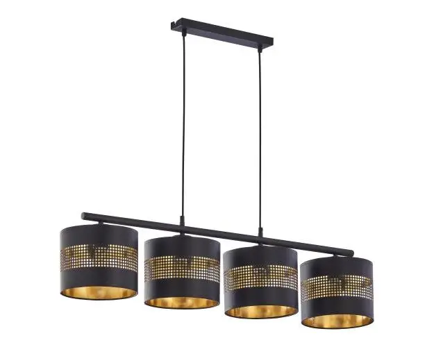 Corp de iluminat suspendat ADVITI Alessio 4p AD-LD-6244BCE27T, E27, maxim 4 x 60W, Negru/Auriu