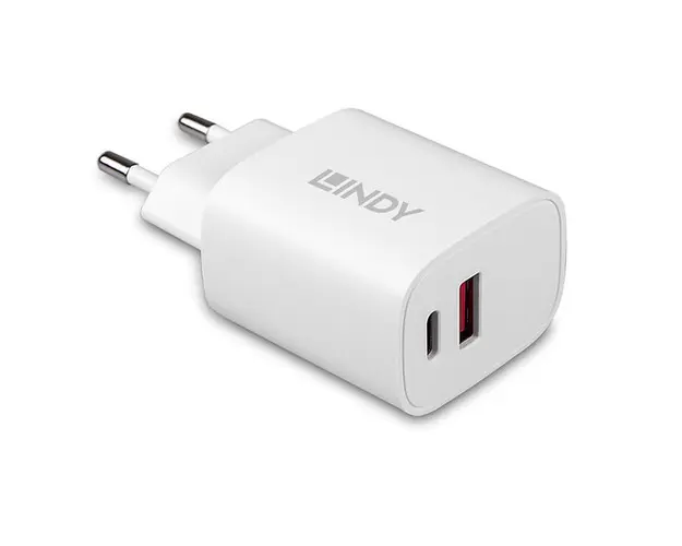 Incarcator retea Lindy LY-73413, 1 x USB-C, 1x USB Type-A, 20W