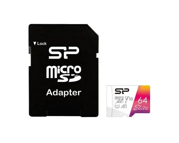 Card de memorie Silicon Power Elite, microSDXC, 64GB, Class 10, UHS-I U1, V10, A1 + Adaptor SD