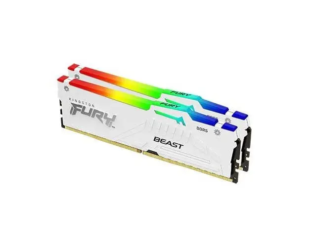 Memorii Kingston FURY Beast White RGB 32GB(2x16GB) DDR5, EXPO, 5200MT/s, CL36