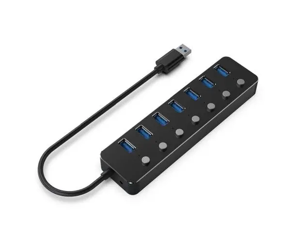 Hub USB Gembird UHB-U3P7P-01, 7x USB 3.2, 0.24m (Negru)