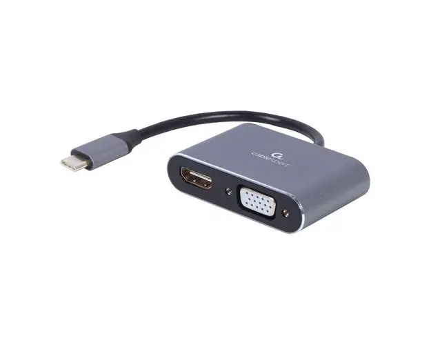 Convertor Gembird A-USB3C-HDMIVGA-01, USB Type-C, HDMI, VGA (Gri)