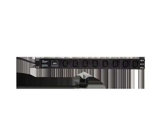 PDU Logilink 1U pentru rack 19 inch PDU8A01, 8 prize IEC, intrare Schuko, max 16 A, protectie supratensiune, 2 m, Negru