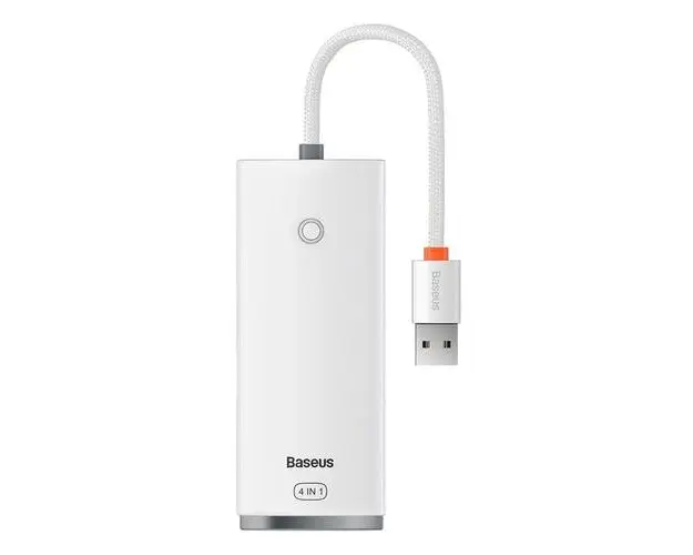 Hub USB Baseus Lite WKQX030002, 4 porturi USB 3.2, 0.25m (Alb)