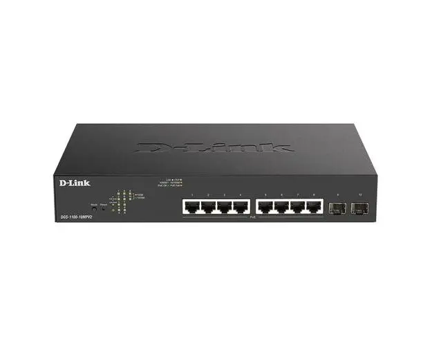 Switch PoE D-LINK Smart 8 porturi Gigabit (8 PoE) + 2 porturi SFP - DGS-1100-10MPV2/E