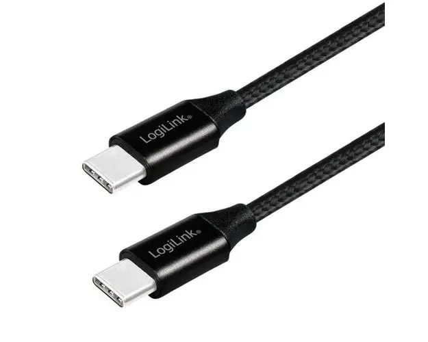 Cablu de date Logilink, CU0153, USB 2.0, USB Type-C (T) la USB Type-C (T), 0.3m, Premium, Negru