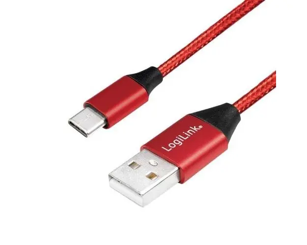 Cablu de date Logilink, CU0148, USB 2.0 (T) la USB 2.0 Type-C (T), 1m, Premium, Rosu