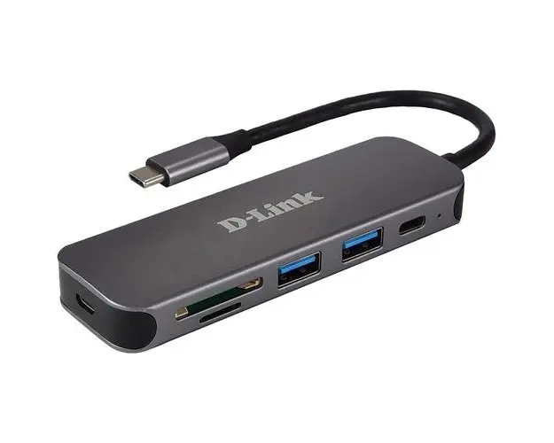 HUB USB D-LINK DUB-2325, USB Type C, cablu 10 cm, metalic, Argintiu