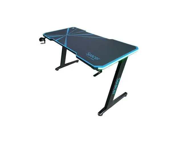 Birou Gaming Spacer SPGD-RGB-140-02, RGB, MDF, Mousepad (Negru/Albastru)