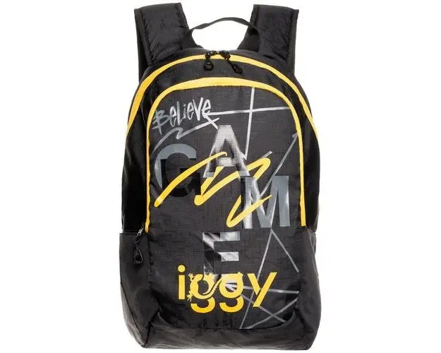Rucsac laptop Iggy Joy, 2 compartimente, 2 buzunare laterale, nylon, waterproof, 45x29x22.5cm, Negru