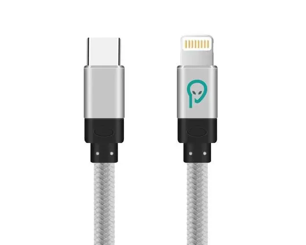 Cablu de date Spacer, USB Type-C (T) la iPhone Lightning (T), braided, retail pack, 1.8m, Argintiu
