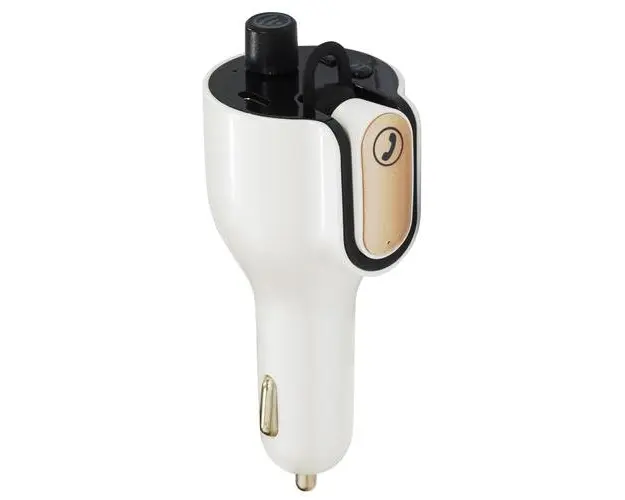 Modulator auto FM Spacer, Bluetooth 5.0, 1 x USB Type-C QC3.0, 1 x USB ,5V/3.1A, casca detasabila 30mAh, port muzica USB, microSD, Alb