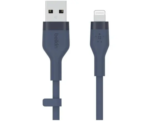 Cablu de incarcare Belkin, Boost Charge Flex, Silicon, USB-A la Lightning, 1M, Albastru