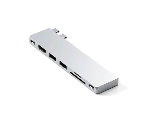 Hub Usb Satechi PRO hub slim pentru Macbook, 2 x USB A/ C, 4K HDMI, SD/Micro SD, (Argintiu)