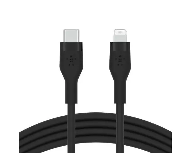 Cablu de incarcare Belkin, Boost Charge Flex, Silicon, USB-C la Lightning, 2M, Negru