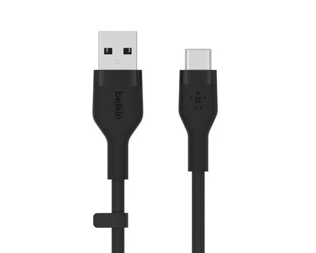 Cablu de incarcare Belkin, Boost Charge Flex, Silicon, USB-A la USB-C, 2M, Negru