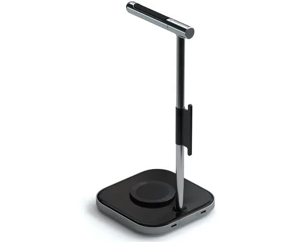 Suport Satechi 2-IN-1 casti si incarcator wireless USB-C cablu inclus, adaptorul priza nu este inclus, Gri