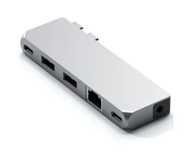 Hub Usb Satechi Pro Hub Mini din aluminiu 1x USB4 96W, 1x HDMI 6K 60Hz, 2 x USB-A 3.0, 1x Ethernet, 1x USB-C, 1x Audio (Argintiu)