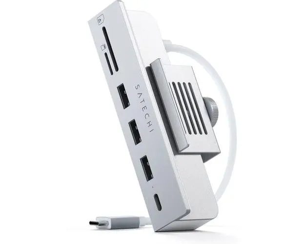 Hub tip clema USB-C Satechi pentru iMac 24inch 2021 / 1x USB-C pana la 5 Gbps,3x USB-A 3.0 pana la 5 Gbps, Micro/SD, Argintiu
