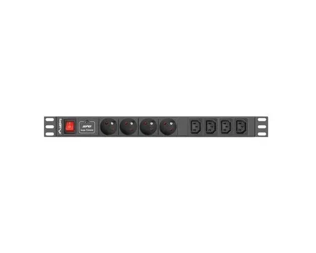 Prelungitor PDU Lanberg PDU-04E04I-0200-IEC-BK, 1U, 10A, 8 prize, 2m (Negru)