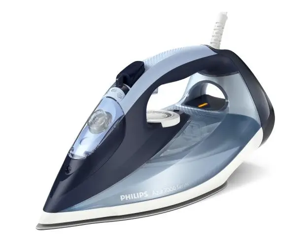 Fier de calcat Philips Azur DST7020/20, 2800W, Debit de abur continuu de 50g/min, Jet de abur de 250 g, Talpa SteamGlide Plus, Rezervor de 300ml, Sistem de curatare automata cu rezervor integrat pentru calcar (Albastru)