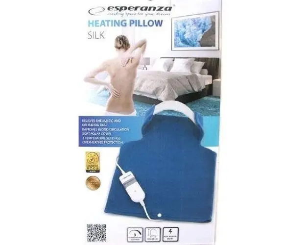 Perna cu incalzire electrica pentru spate si gat Esperanza EHB003, 3 setari temperatura, Husa protectoare din microfibra (Albastru)