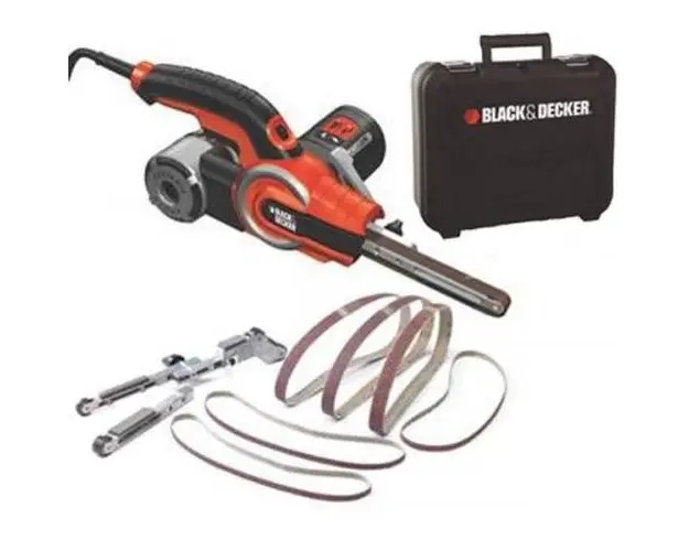 Slefuitor cu banda, Black Decker, 400 W, 900 - 1400 rpm, Negru/Rosu