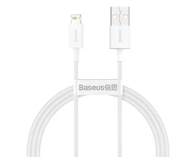 Cablu de date Baseus CALYS-A02, USB, Lightning, 2.4A, 1m (Alb)