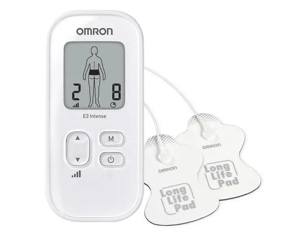 Aparat pentru terapira durerii Omron E3, 2 pad-uri, Intensitate reglabila, 9 moduri, Timer, Alb
