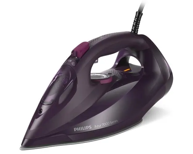 Fier de calcat Philips Azur DST7061/30, 3000W, Debit de abur de 55g/min, Jet de abur de 250 g, Talpa SteamGlide Elite, Rezervor de 300ml, Sistem de curatare automata cu rezervor integrat pentru calcar, Oprire automata de siguranta (Mov)
