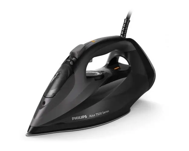 Fier de calcat Philips Azur DST7511/80, 3200W, debit de abur de 55g/min si jet de abur de 260 g, talpa SteamGlide Elite, rezervor de 300ml si sistem de curatare automata cu rezervor integrat pentru calcar, oprire automata de siguranta (Negru)