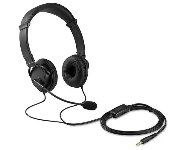 Casti Stereo Kensington, reglabile, microfon cu anulare sunet inclus, Jack 3.5mm 1.8 m (Negru)