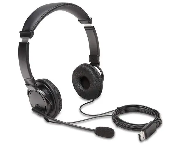 Casti Kensington H2000, reglabile, microfon cu anulare sunet inclus, conexiune cablu USB-C, (Negru)