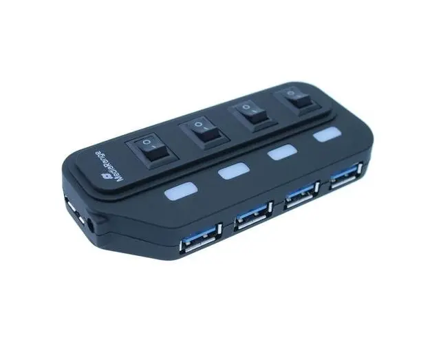 Hub USB MediaRange, 4 porturi, USB 3.0 (Negru)